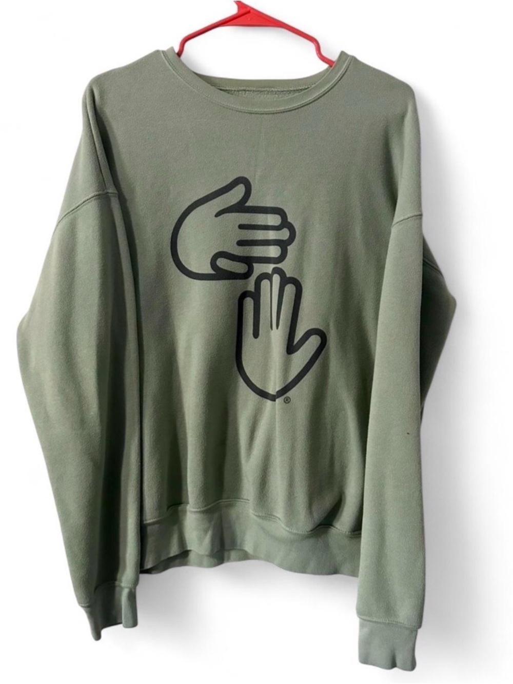 Green Michigan Sweatshirt with Hand Graphic